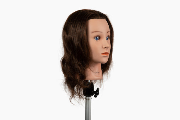 100% Human Hair Mannequin Head,Hair Color Brown, 18-20” Length |Cherry