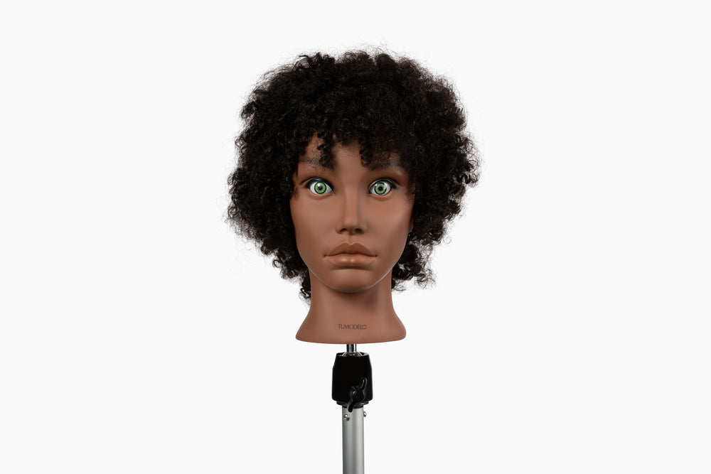 100% Human Textured Hair Mannequin Head, Hair Color Black, 8-10” Length |Lilac