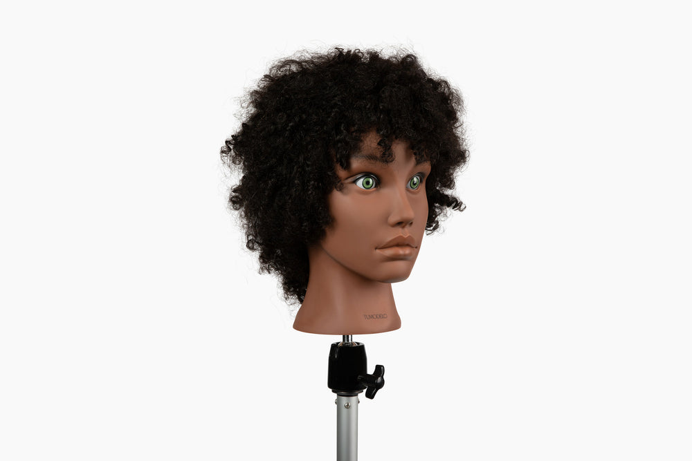 100% Human Textured Hair Mannequin Head, Hair Color Black, 8-10” Length |Lilac