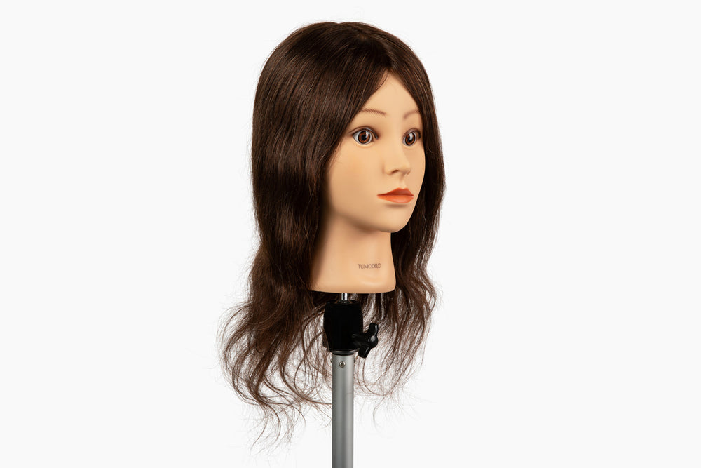 100% Human Hair Mannequin Head, Hair color Brown, 20-22” Length| Plum