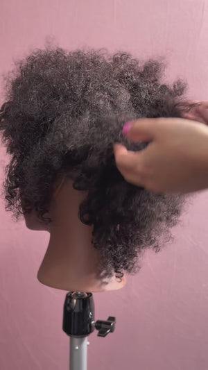 100% Human Textured Hair Mannequin Head, Hair Color Black, 8-10” Length |Lilac