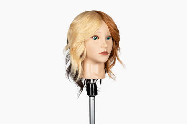 100% Human Hair Mannequin Head Quad, 4 Hair colors Blonde, Brown black,Light Brown And Gray 18-20” Length| Iris