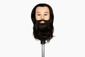 100% Human Hair Mannequin Head With Beard Male, Hair color Brown, 8-10” Length| Sage