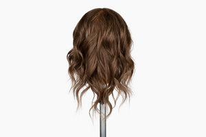 100% Human Hair Mannequin Head,Hair Color Medium Brown Gray Mix, 18-20” Length |Violet